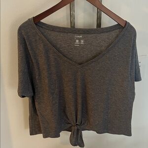 GAP Charcoal V-Neck Tie-Front Tee